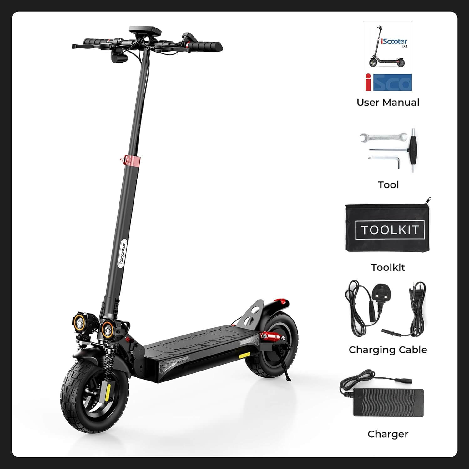 iScooter iX4 Off-Road Electric Scooter, Adjustable Handlebar Height