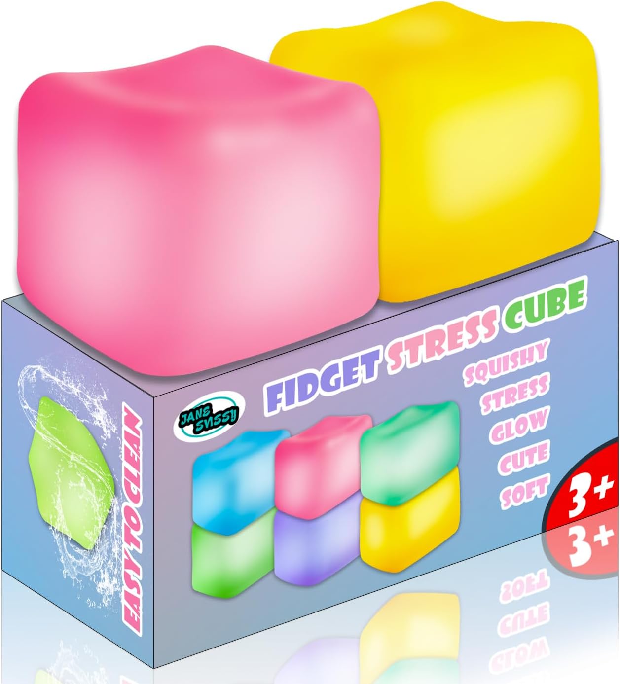 JANESVISSY 2 Pieces Stress Cube Glow