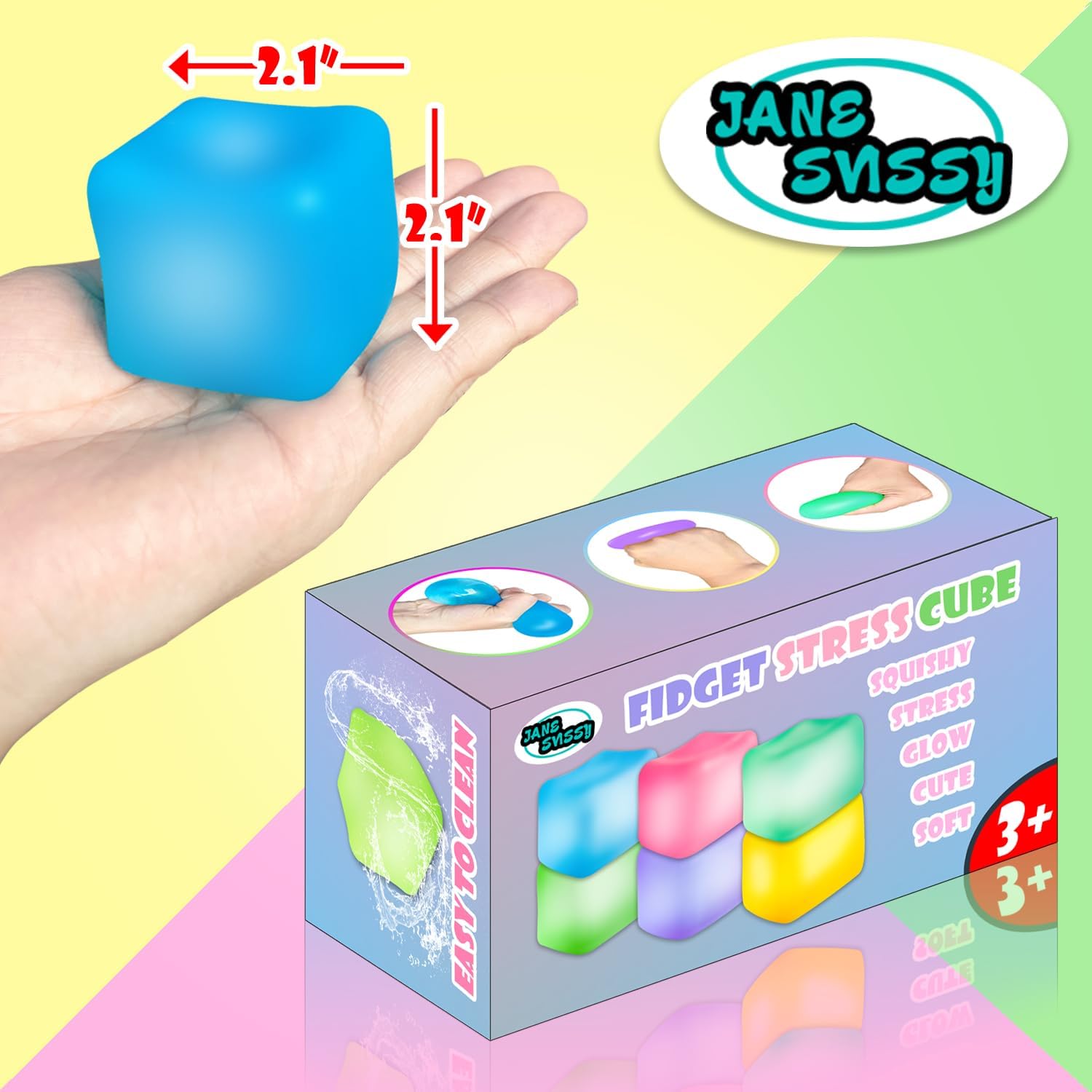 JANESVISSY 2 Pieces Stress Cube Glow