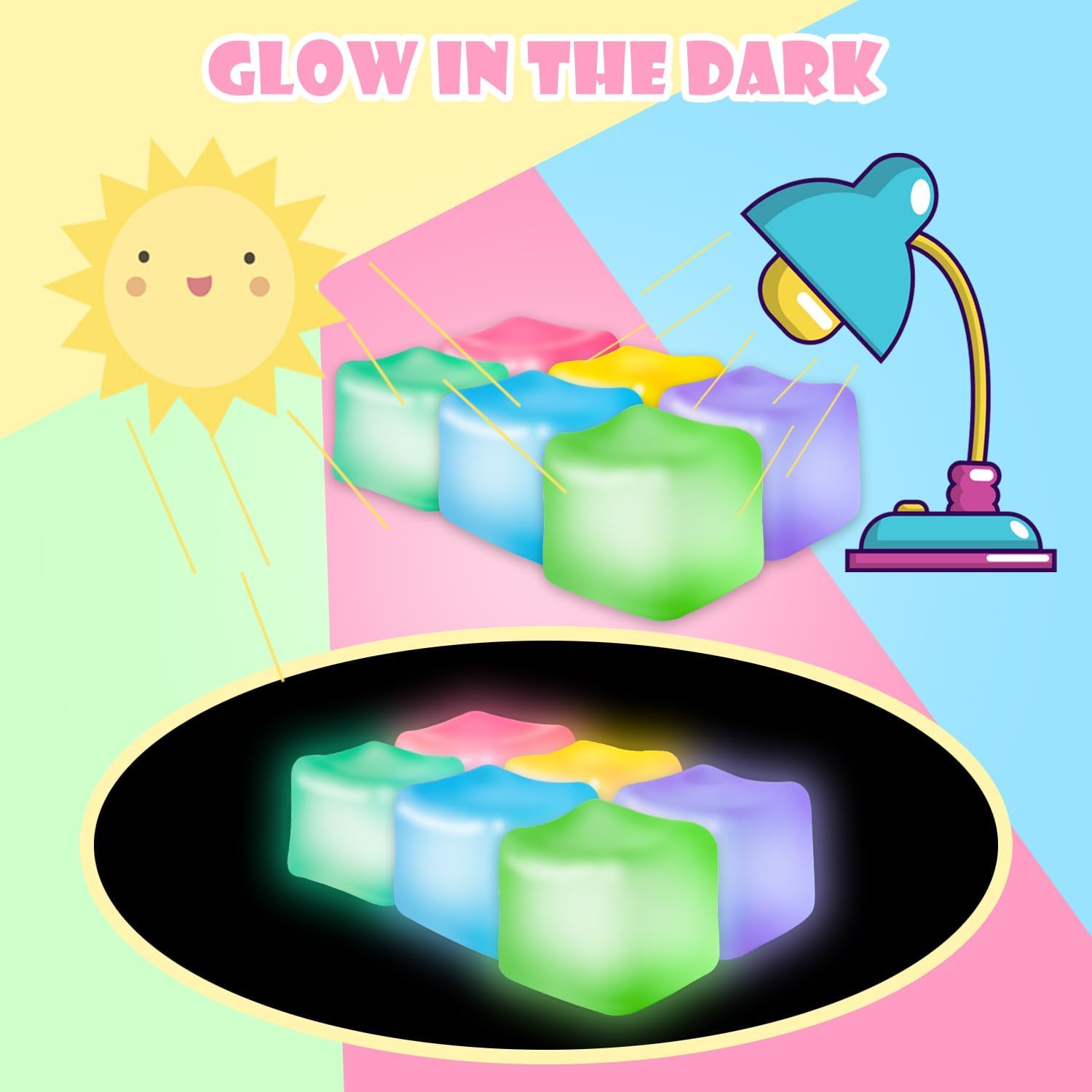 JANESVISSY 2 Pieces Stress Cube Glow