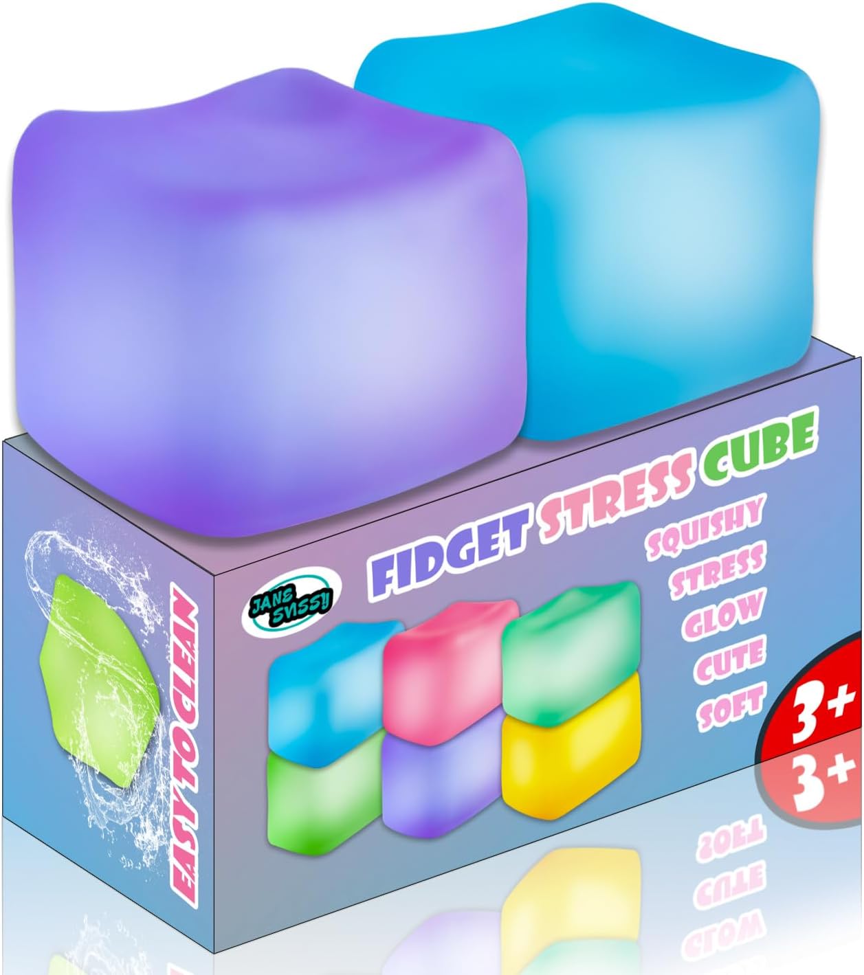 JANESVISSY 2 Pieces Stress Cube Glow