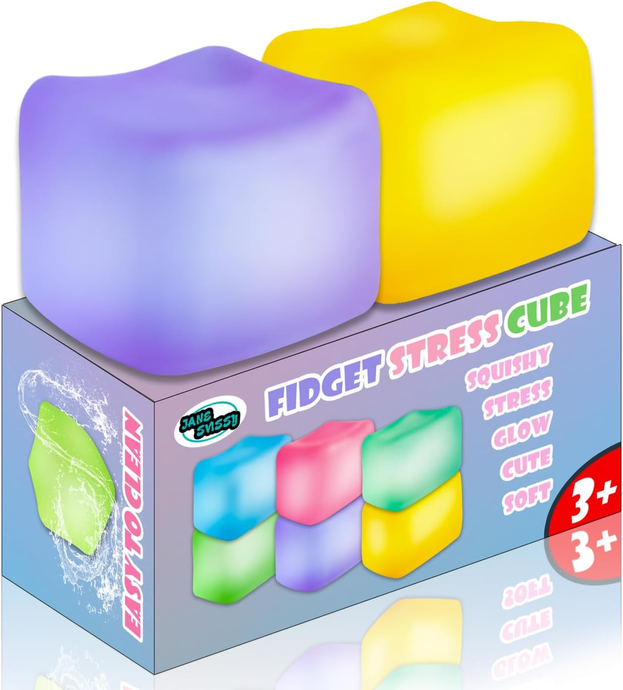 JANESVISSY 2 Pieces Stress Cube Glow