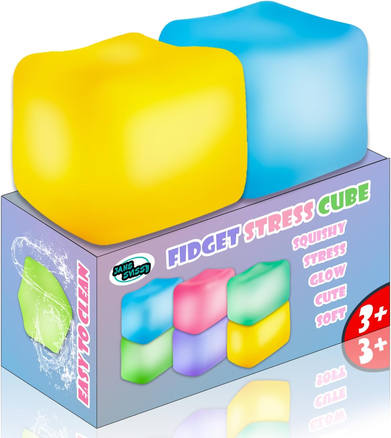 JANESVISSY 2 Pieces Stress Cube Glow