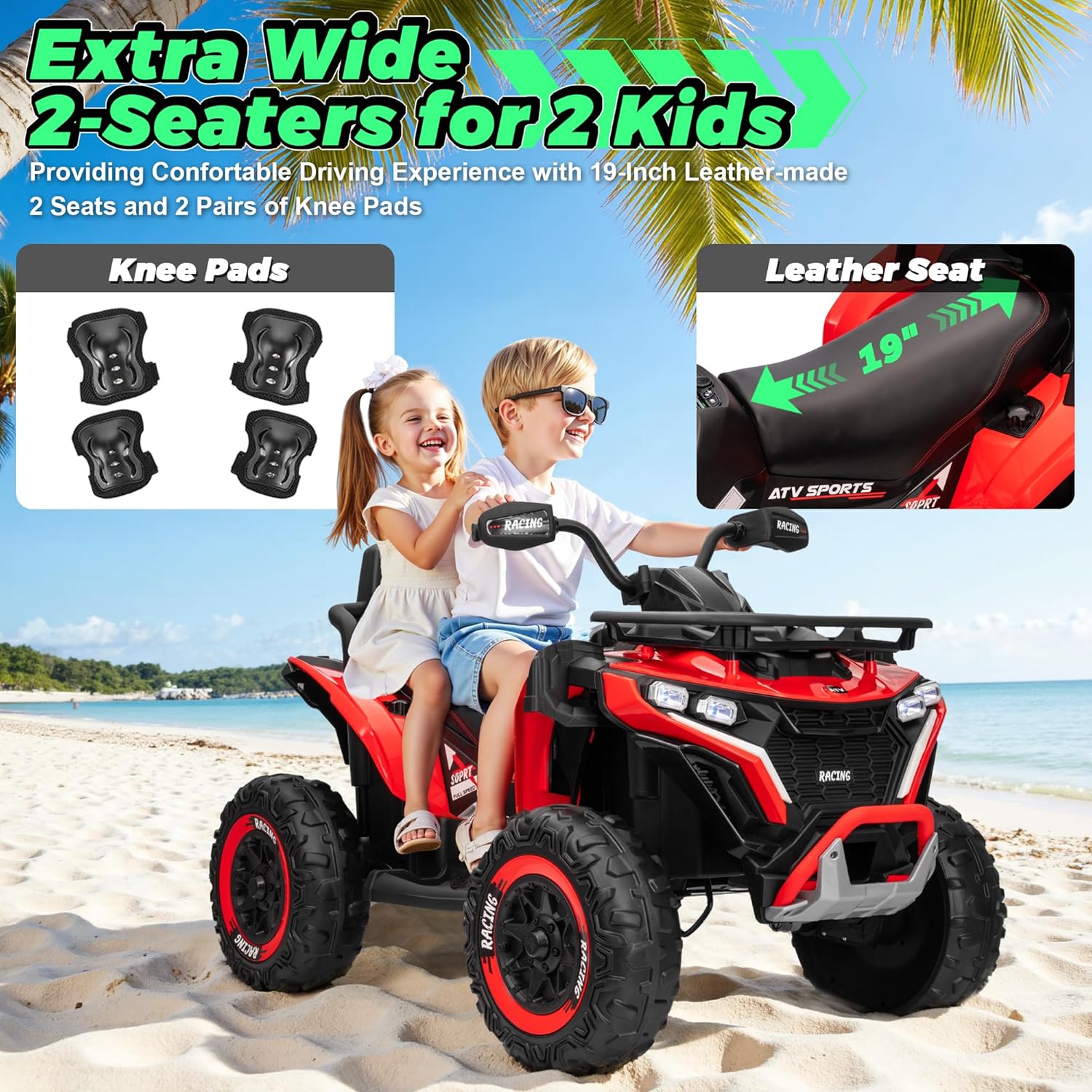 JORFLY 800W 24V 2 Seater Big Kids' Ride-On Electric All-Terrain Vehicle ATV