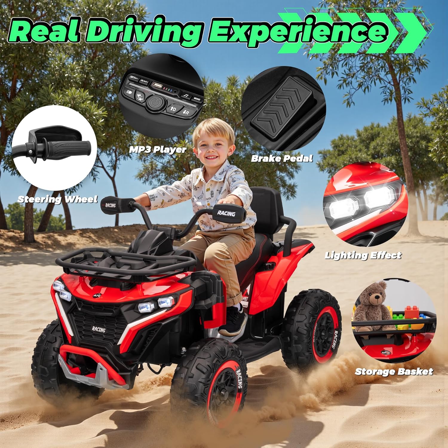 JORFLY 800W 24V 2 Seater Big Kids' Ride-On Electric All-Terrain Vehicle ATV
