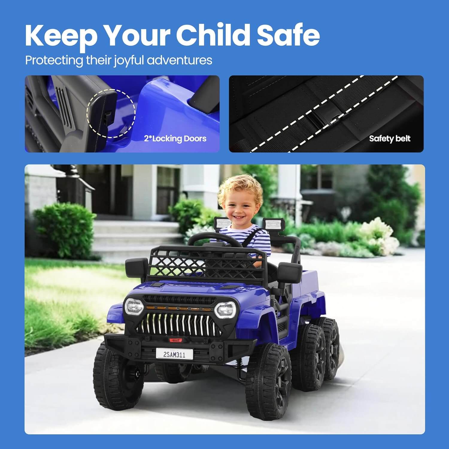 Kiddokidz 12V Jeep 2WD/4WD Switch 6 Wheeler Suspension Kids' Electric Ride-On Car Truck