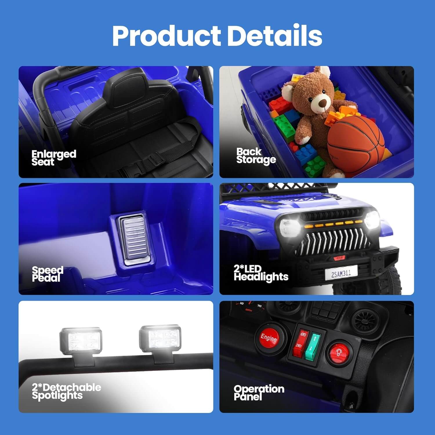 Kiddokidz 12V Jeep 2WD/4WD Switch 6 Wheeler Suspension Kids' Electric Ride-On Car Truck