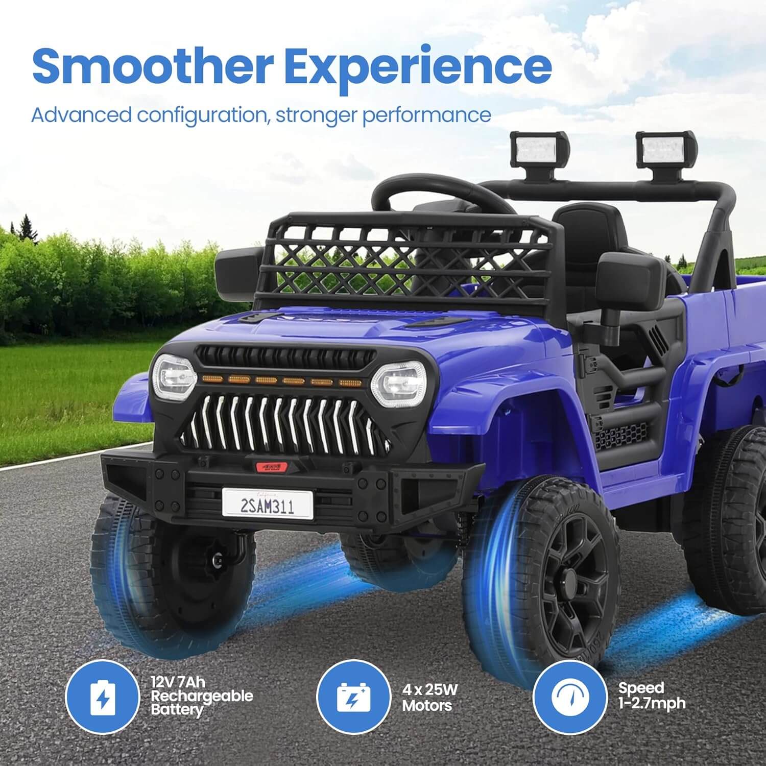 Kiddokidz 12V Jeep 2WD/4WD Switch 6 Wheeler Suspension Kids' Electric Ride-On Car Truck