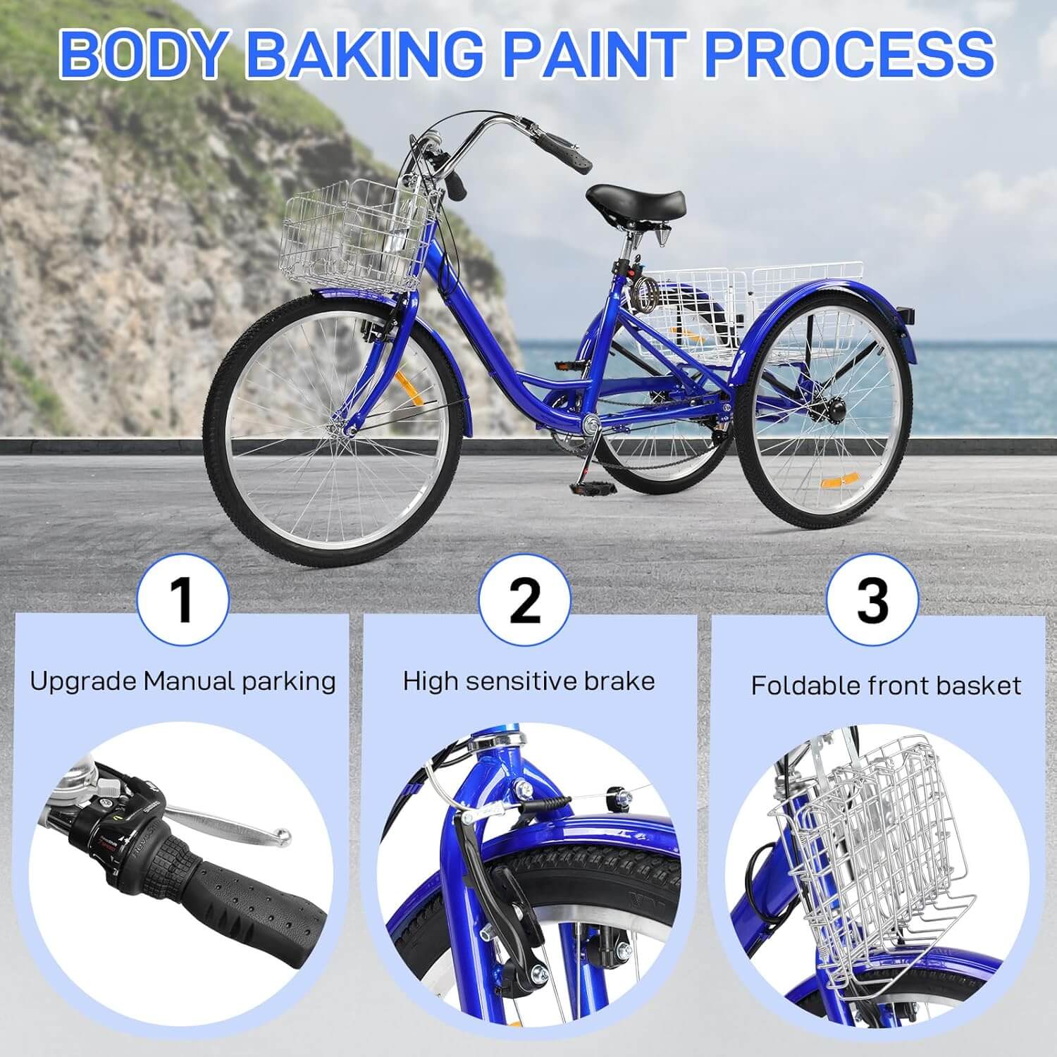 Ktaxon 24" 7 Speed Carbon Steel Adult Trike