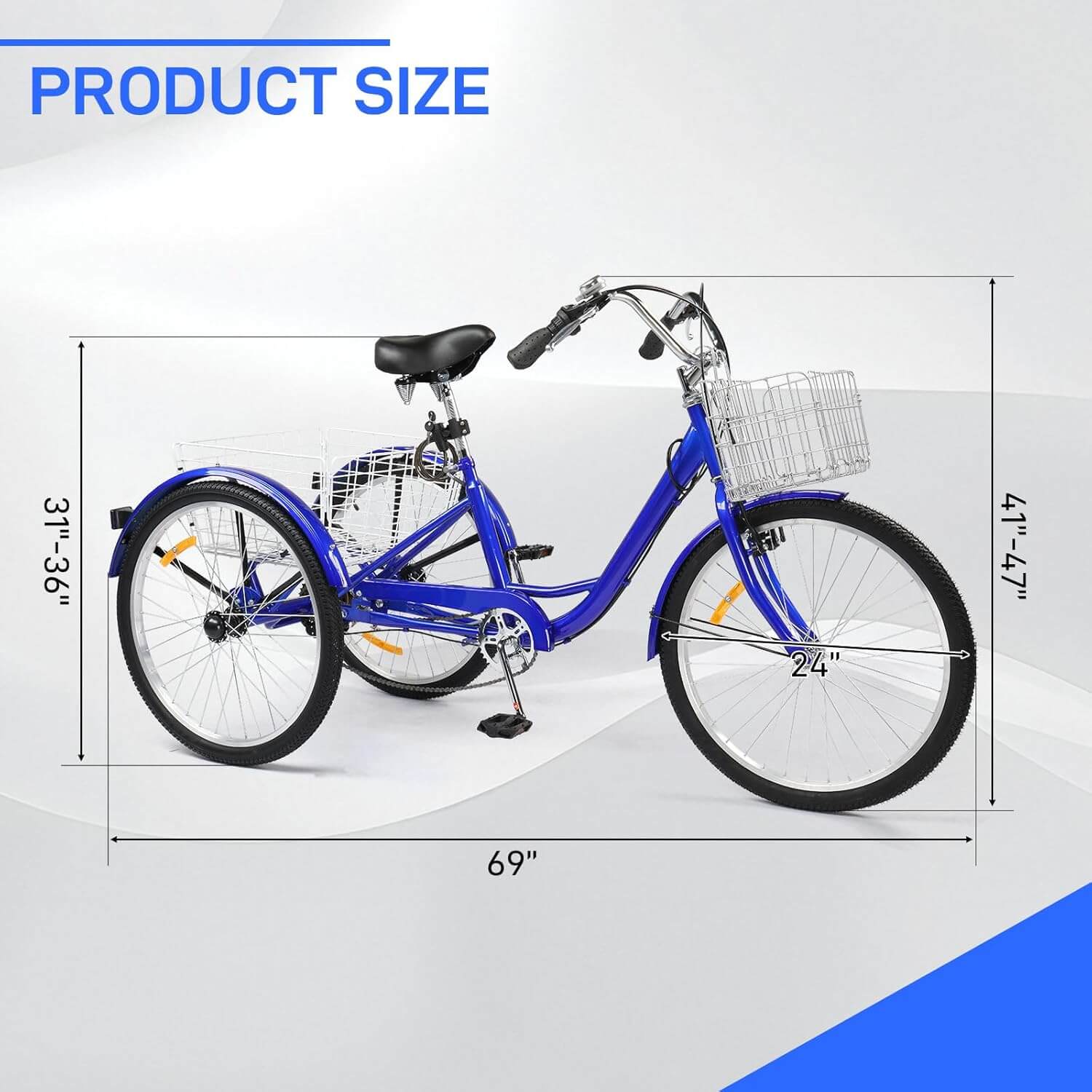 Ktaxon 24" 7 Speed Carbon Steel Adult Trike