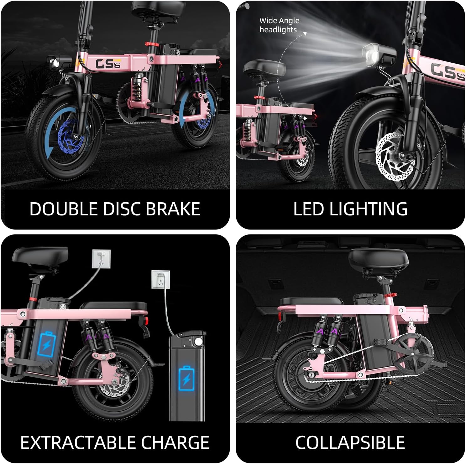 LELEKUAI 14" T1Pro 740W 48V 10Ah 3 Speed Adults Folding Electric Bike
