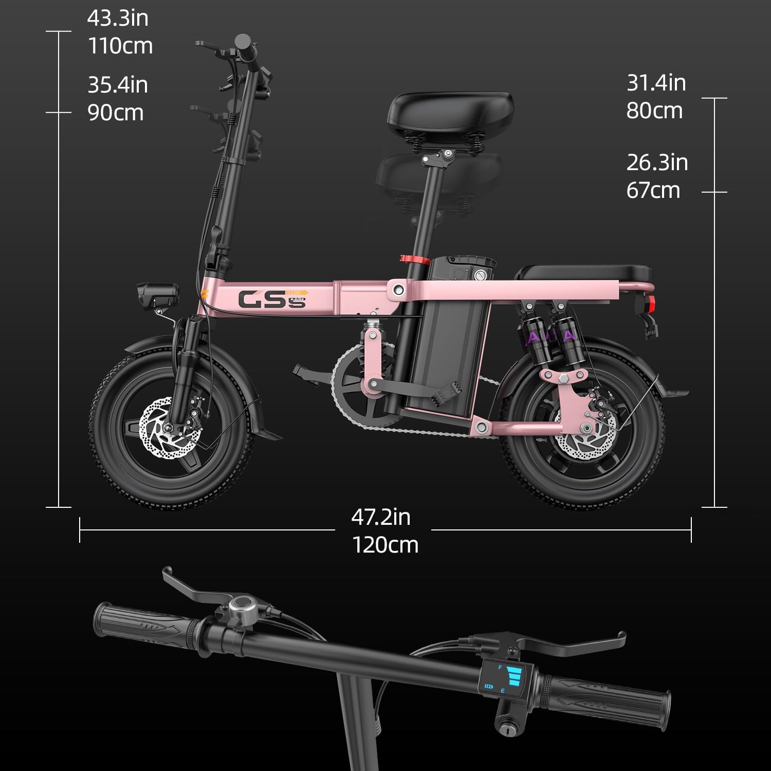 LELEKUAI 14" T1Pro 740W 48V 10Ah 3 Speed Adults Folding Electric Bike