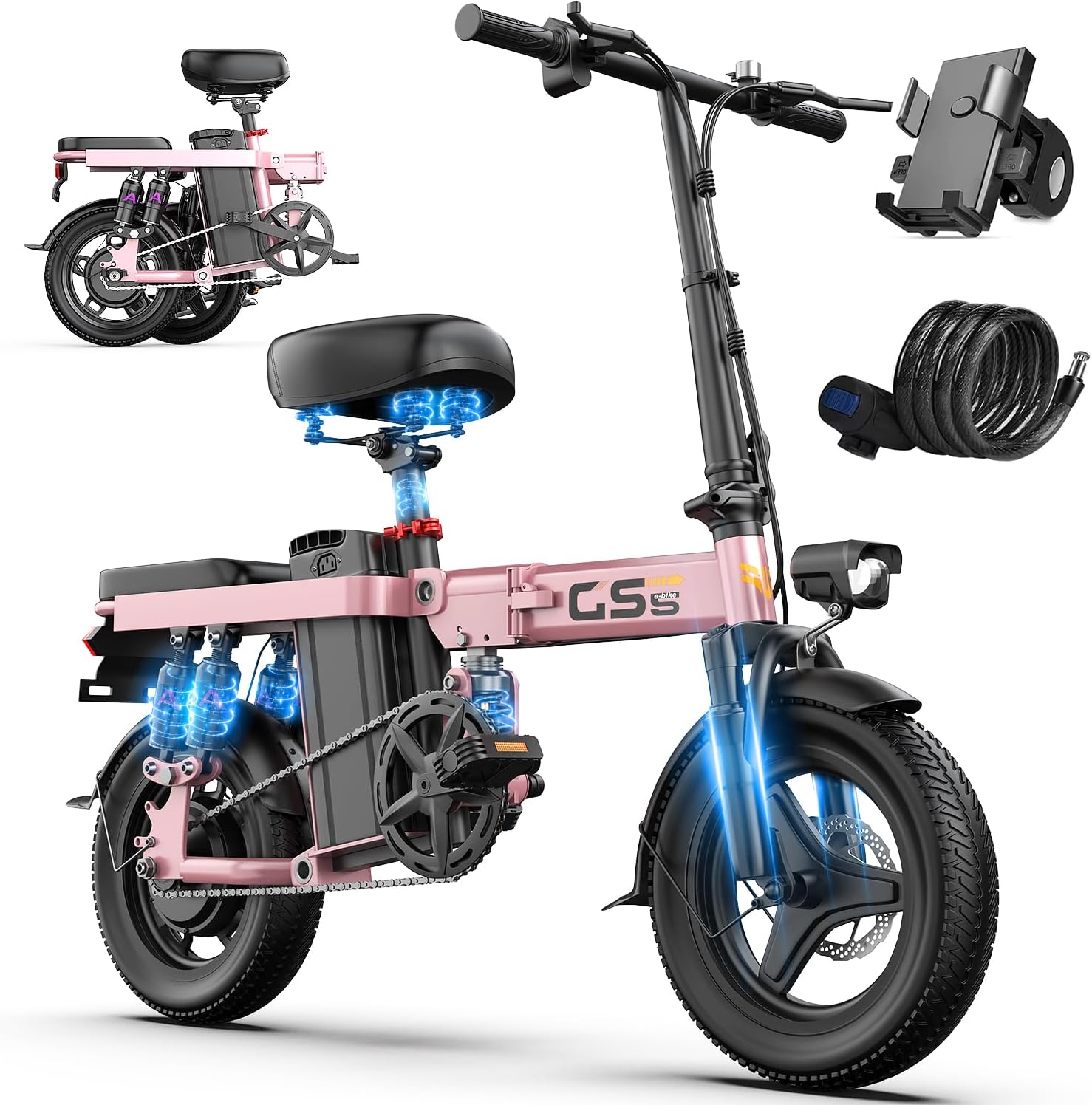 LELEKUAI 14" T1Pro 740W 48V 10Ah 3 Speed Adults Folding Electric Bike