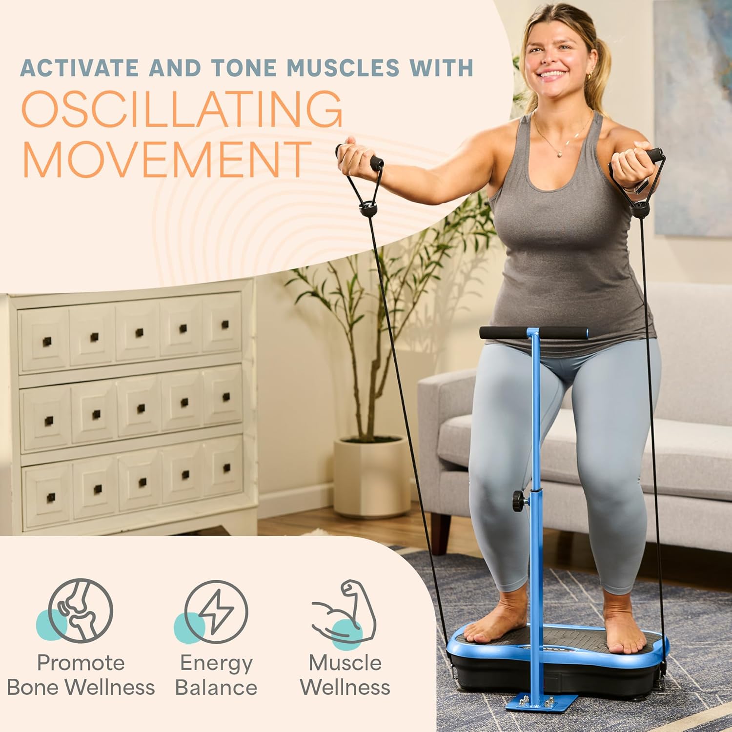 LifePro TrimLite Vibration Plate Exercise Machine with Handrails