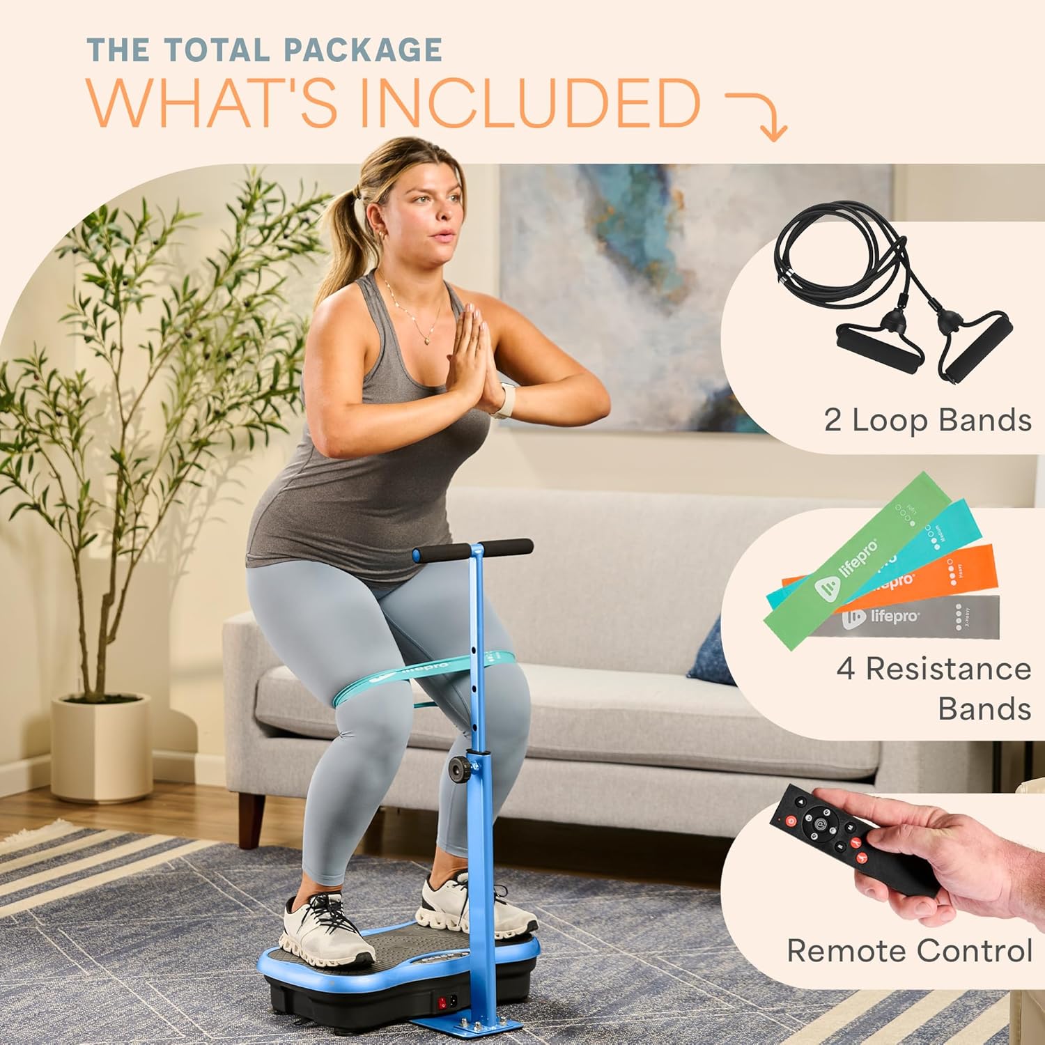 LifePro TrimLite Vibration Plate Exercise Machine with Handrails