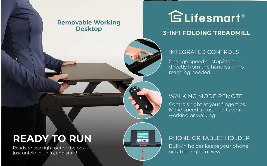 Lifesmart TM2202 3-in-1 Folding Treadmill