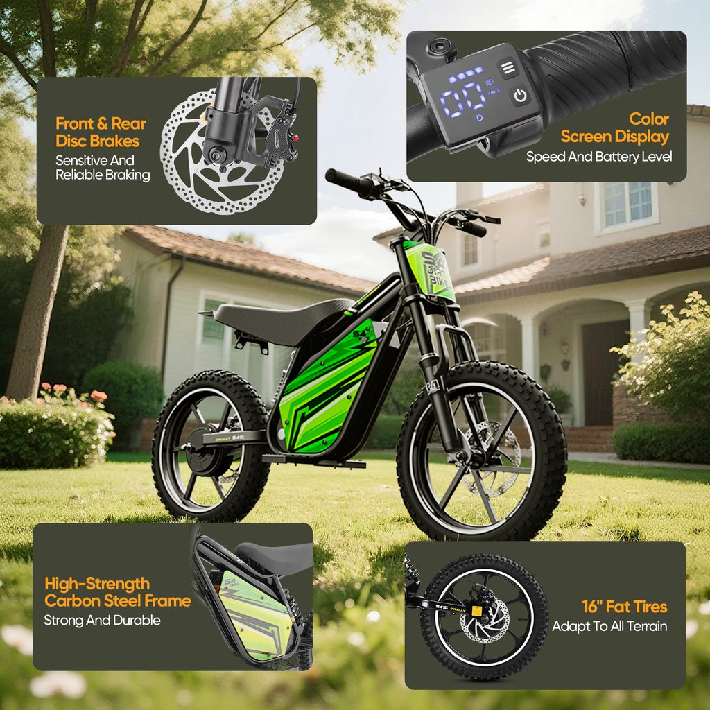 LinksEride MODEL S4 500W 1.5Ah Teens Mini Electric Dirt Bike