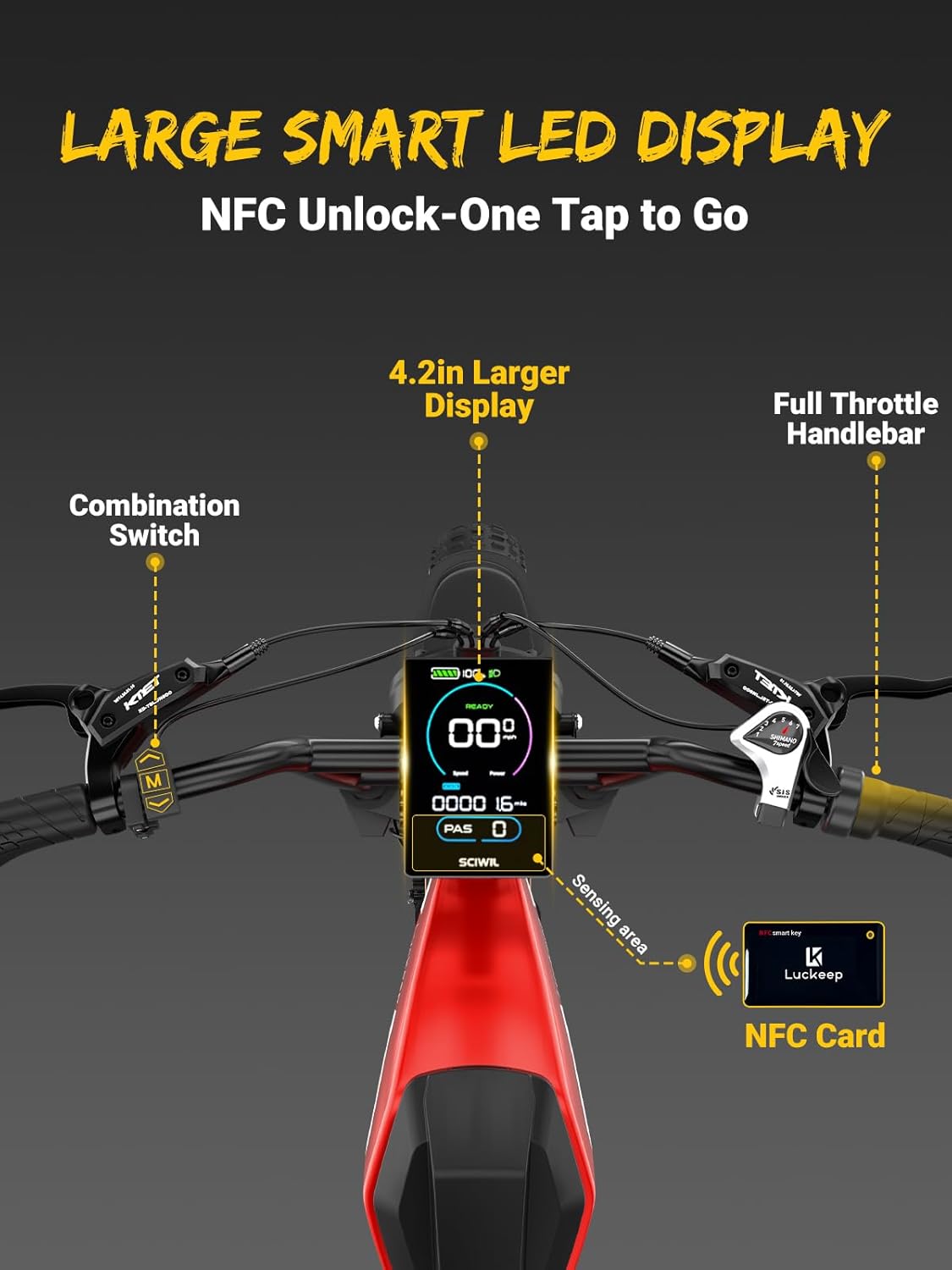 Luckeep M5Max 1500W 20" Fat Tire Moped Electric Bike