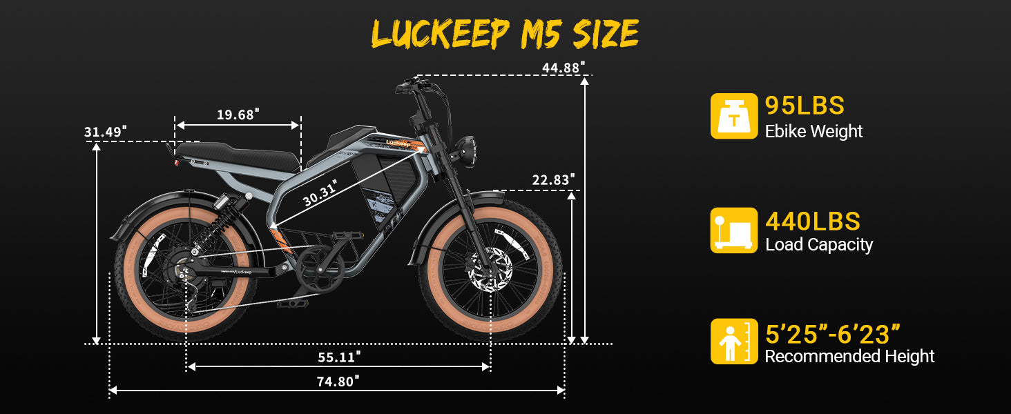 Luckeep M5Max 1500W 20" Fat Tire Moped Electric Bike