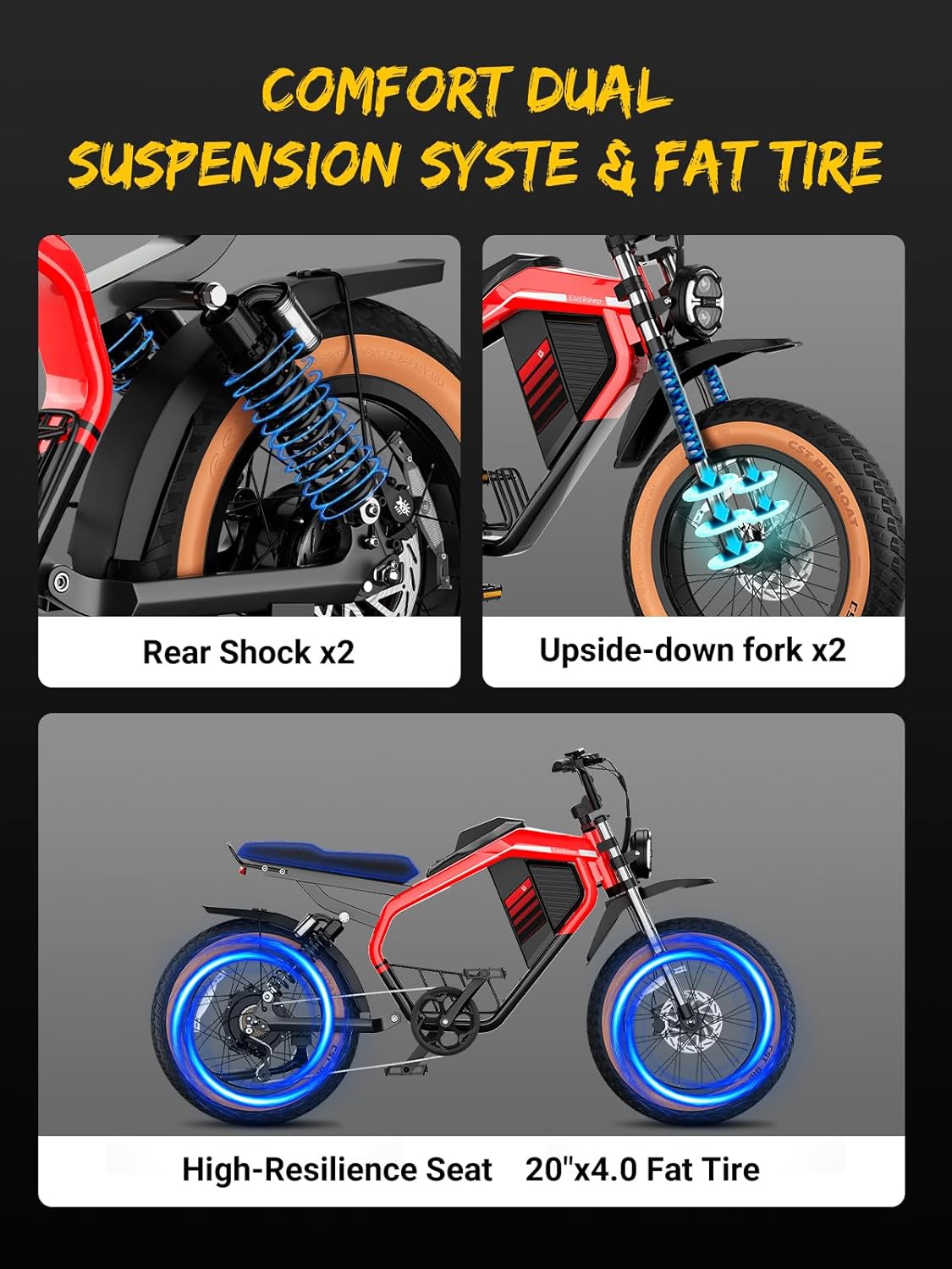 Luckeep M5Max 1500W 20" Fat Tire Moped Electric Bike