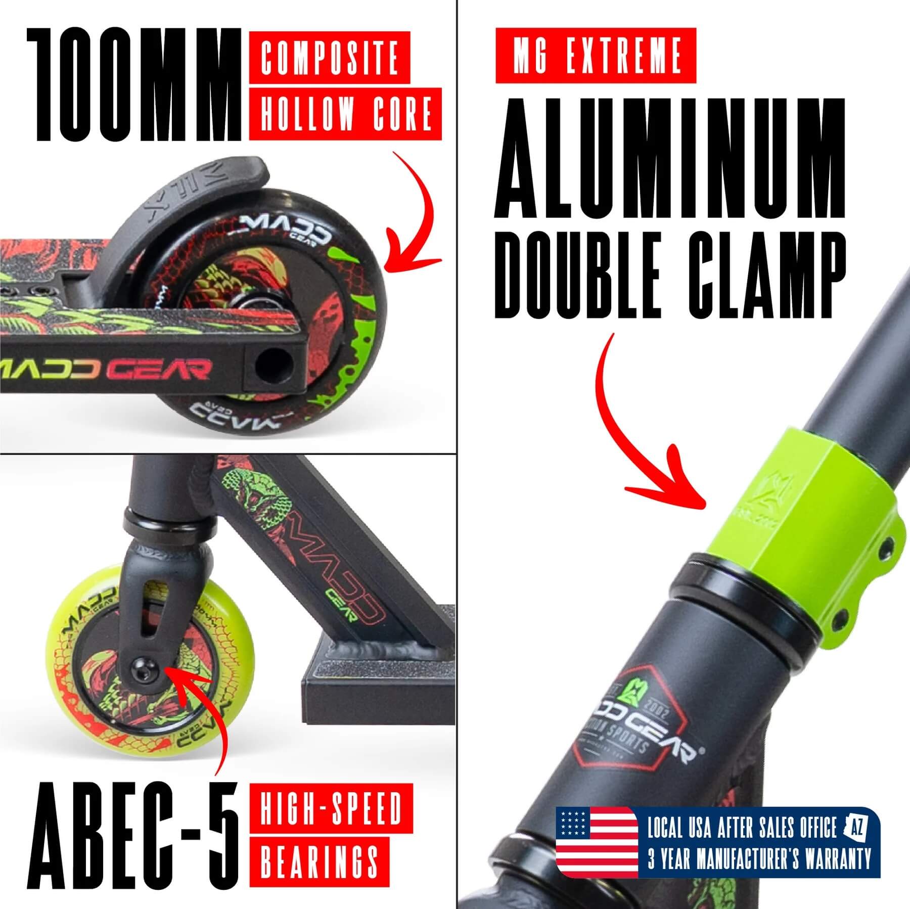 Madd Gear MG2 OBSIDIAN Pro Complete Body-Powered Kick Stunt Scooter