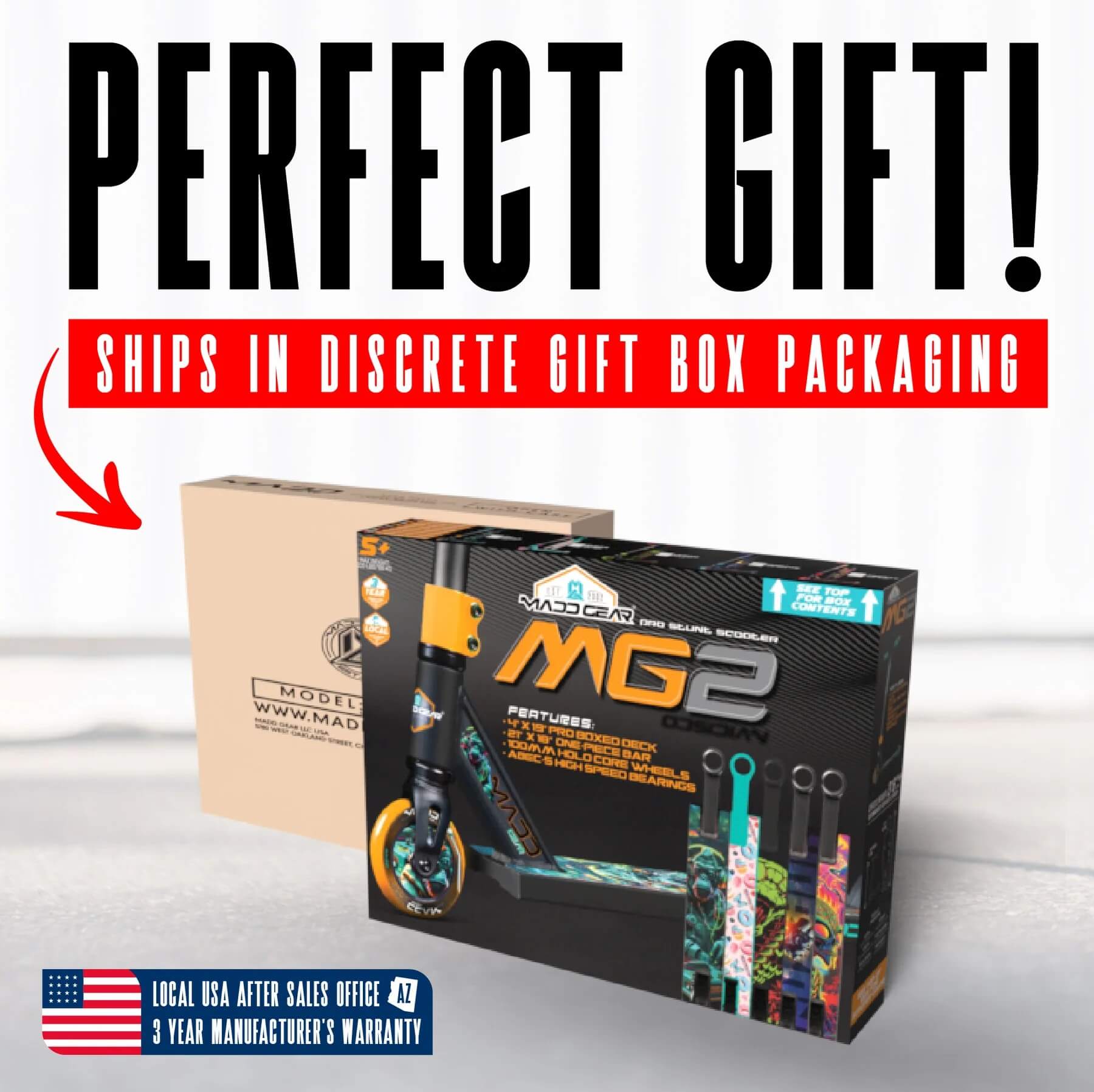 Madd Gear MG2 OBSIDIAN Pro Complete Body-Powered Kick Stunt Scooter