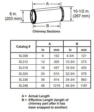 Majestic 12" SL312 (305mm) Pipe Section for SL300 Series