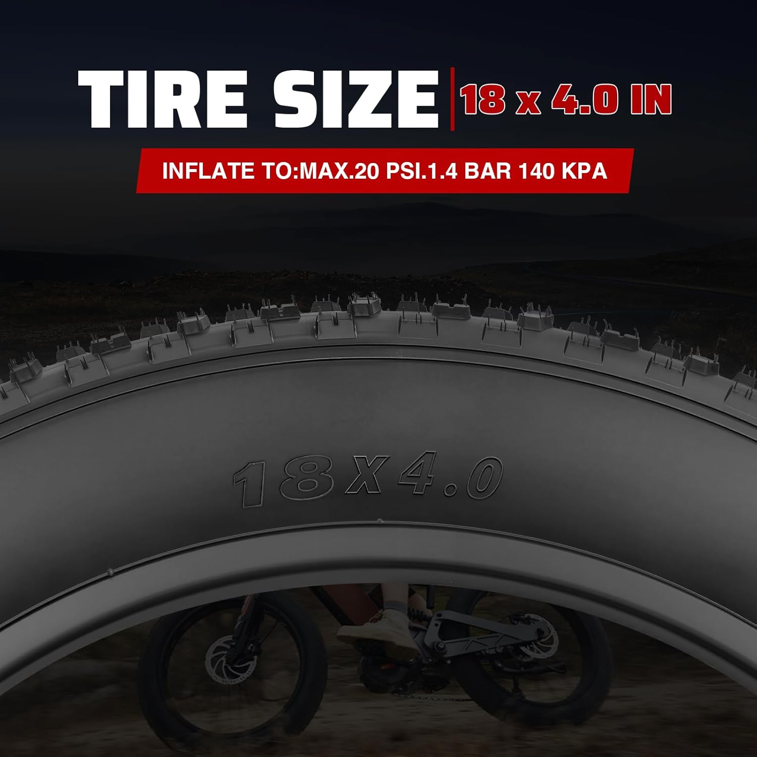 MEGHNA 18" x 4" TIRES for All Terrain Fat Tire Electric Bike