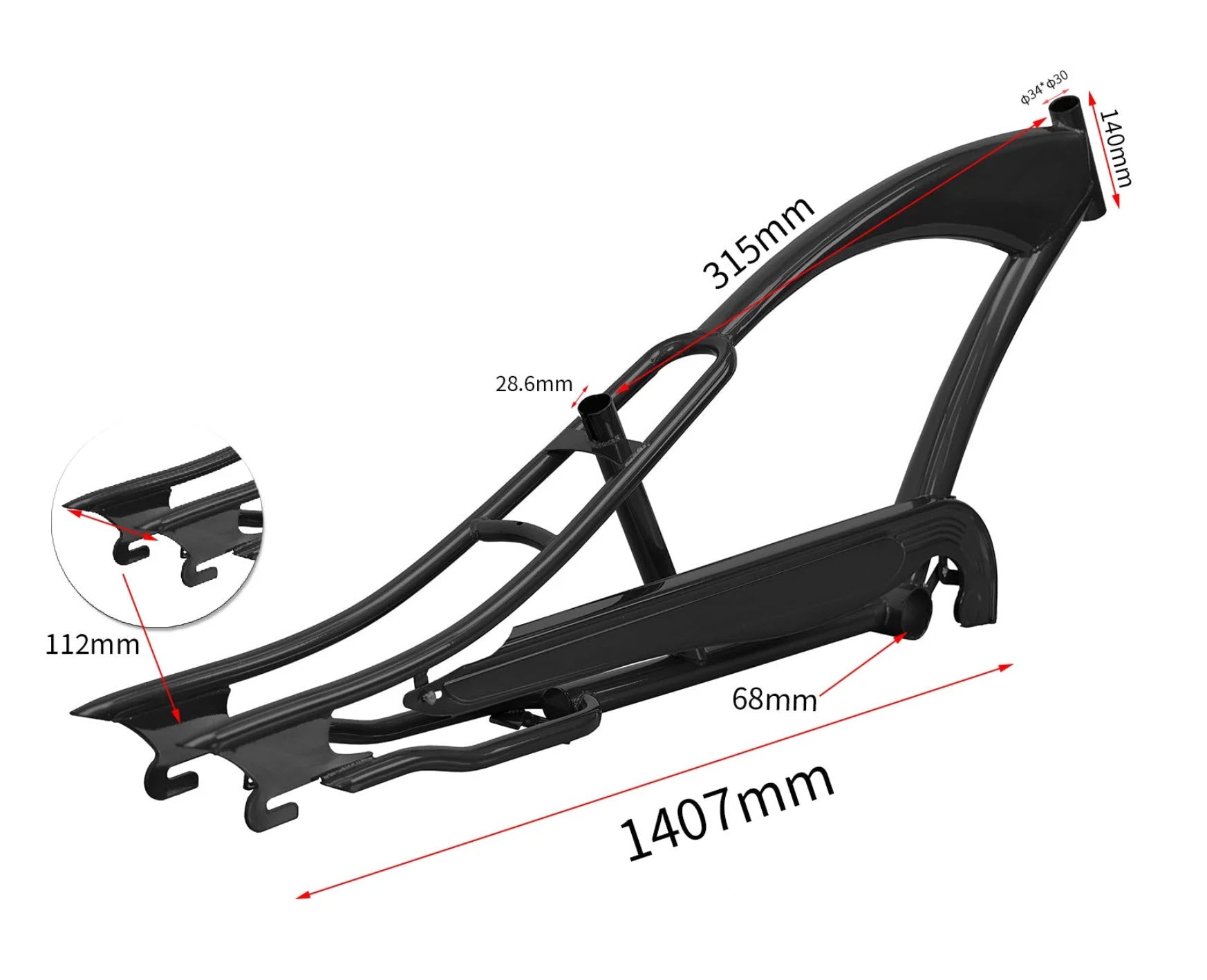 Micargi FRAME for PUMA 26" Stretch Chopper Bike