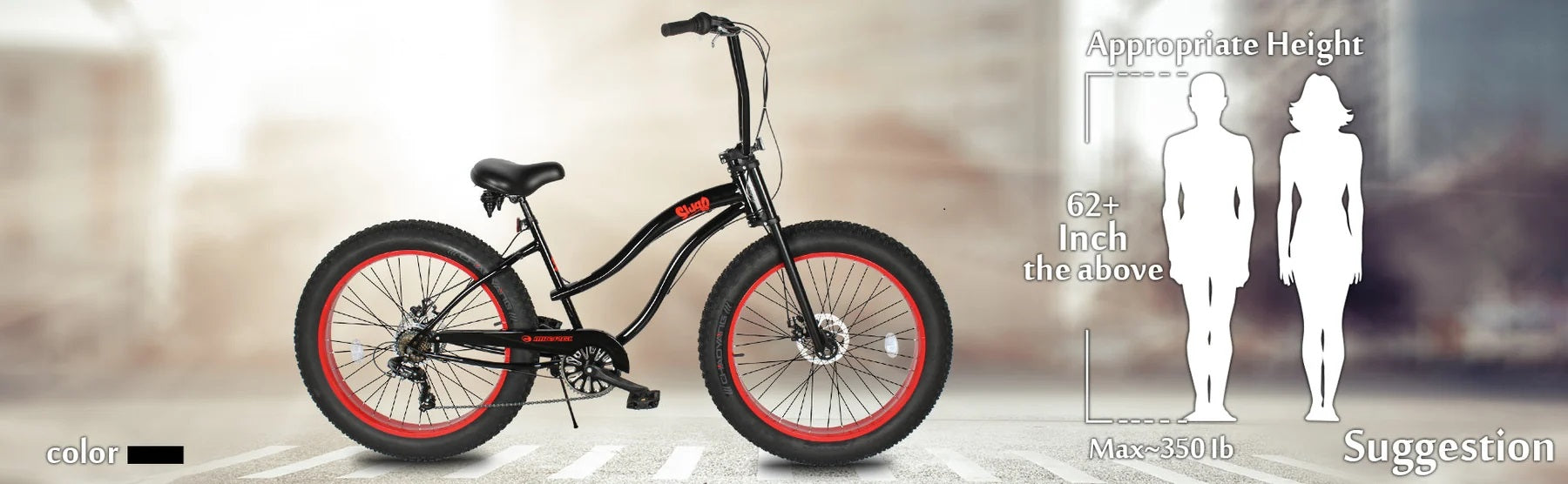 Micargi SLUGO SS 26" 7-Speed Step-Through Fat Tire Beach Cruiser Bike