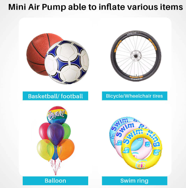 Portable Mini Air Pump for Bicycles, Wheelchairs, Mobility Scooter