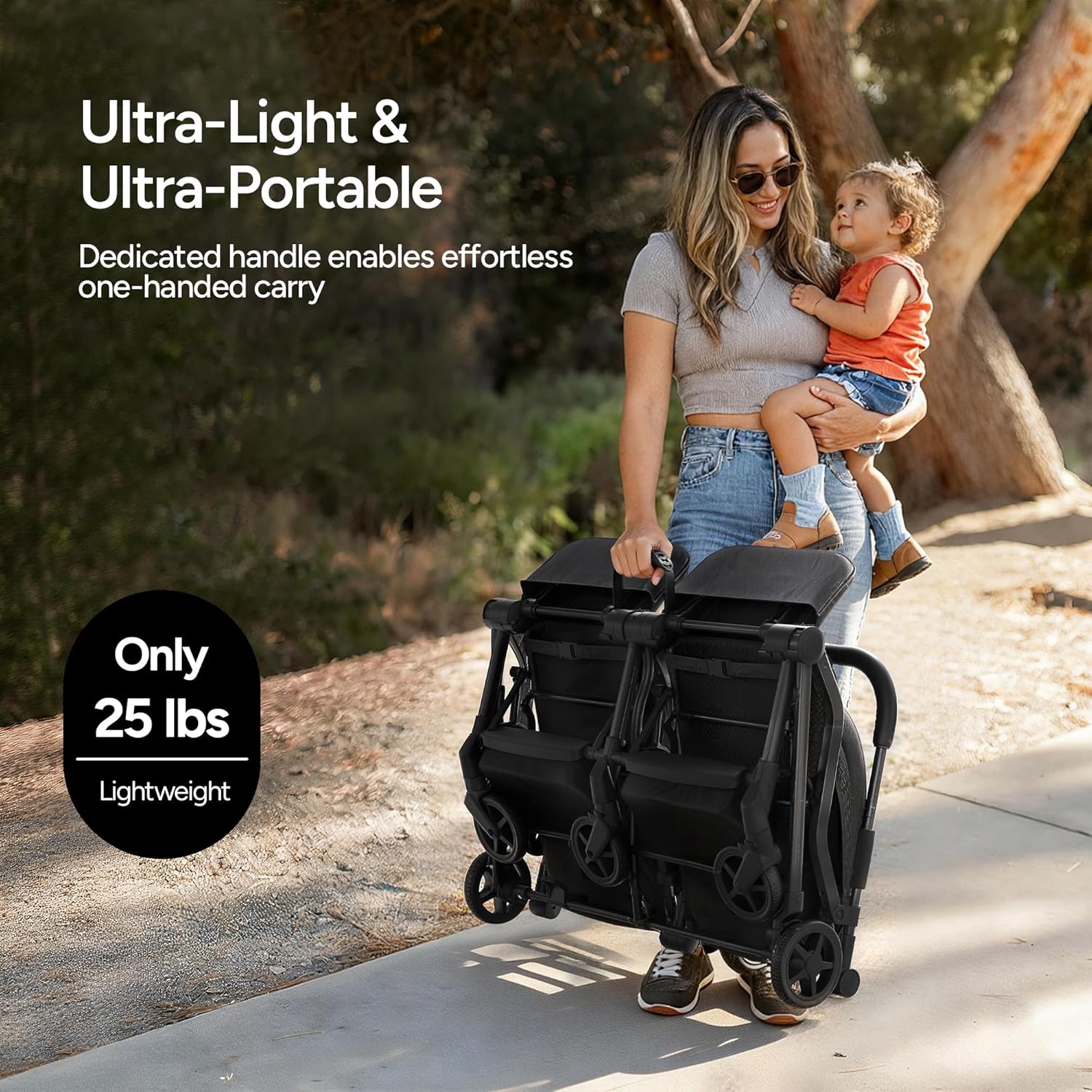Mompush LITHE Double Newborn and Toddler Folding Stroller