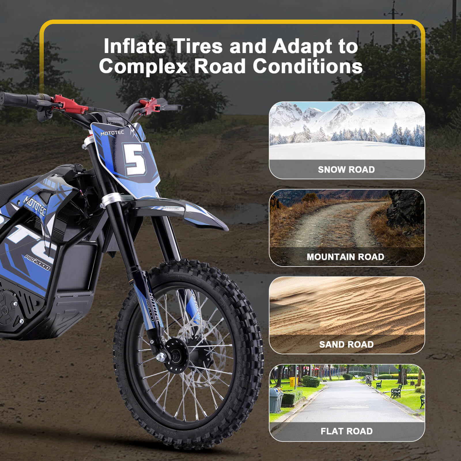 MotoTec 2000W 60V PRO (HP115E) Kids' Suspension Lithium Electric Dirt Bike