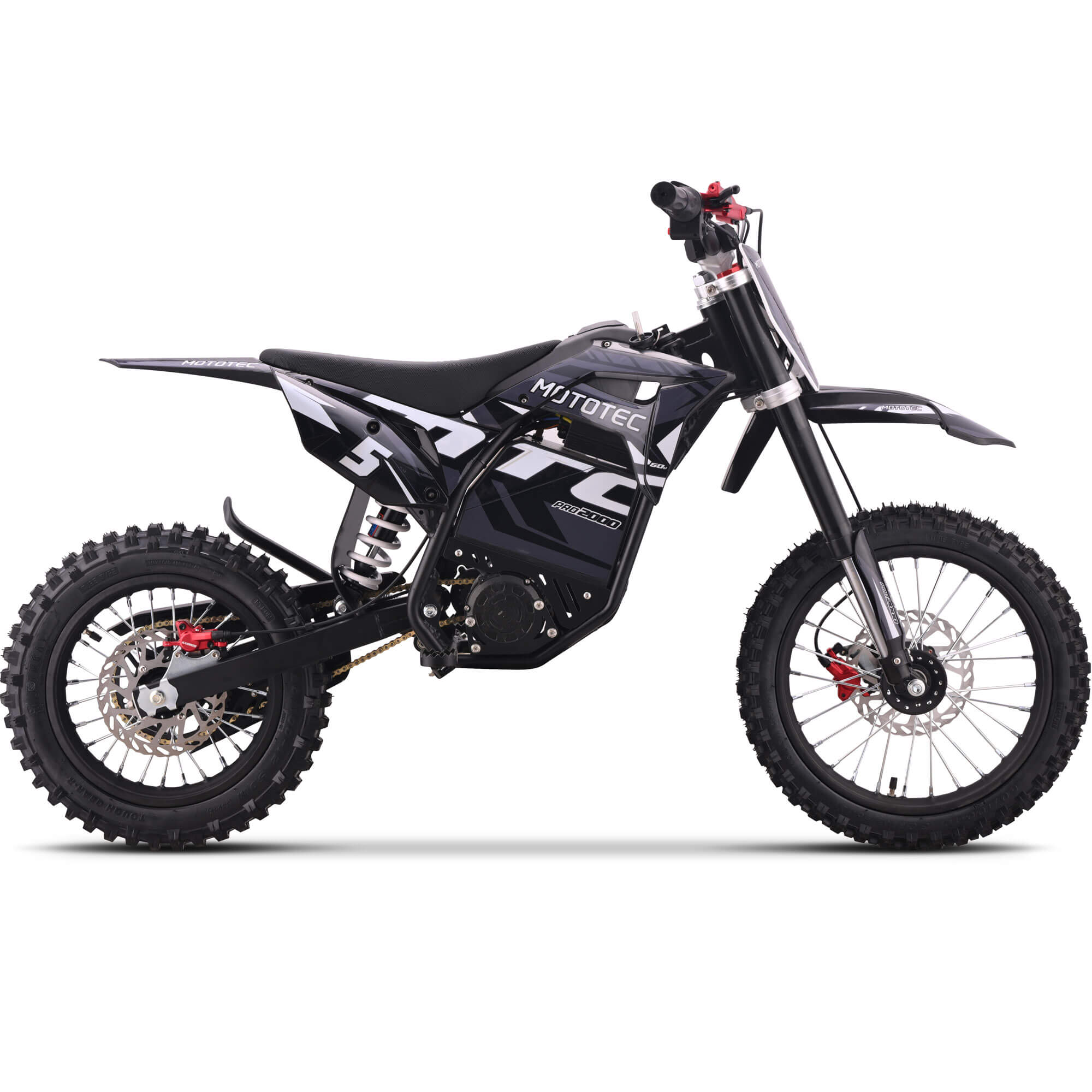 2025 MotoTec 2000W 60V PRO Kids' Suspension Lithium Electric Dirt Bike