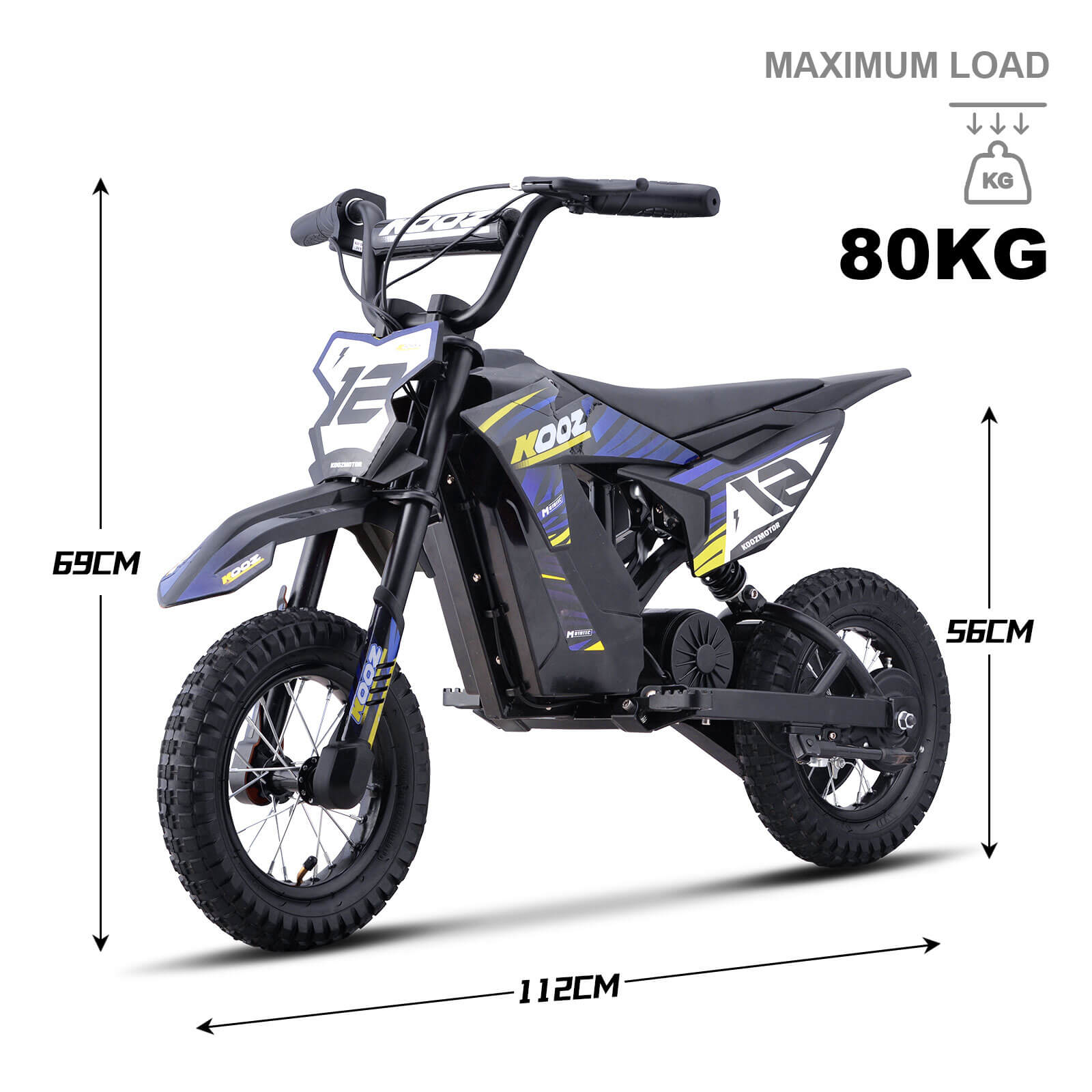MotoTec 300W 36V HP122E Kids' Suspension Lithium Electric Dirt Bike
