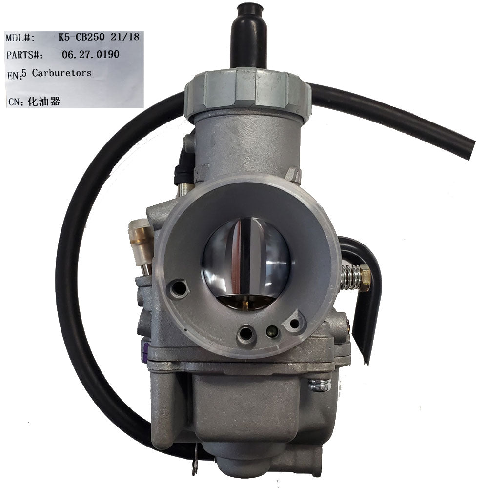 MotoTec Replacement CARBURETOR K5-CB250 for X5 Gas Dirt Bike, 06.27.0190