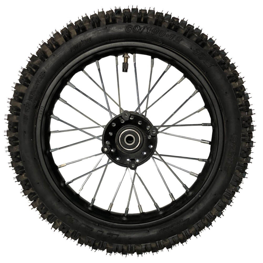 MotoTec Replacement FULL FRONT WHEEL 60/100-12 for 1000W PRO Electric Dirt Bike