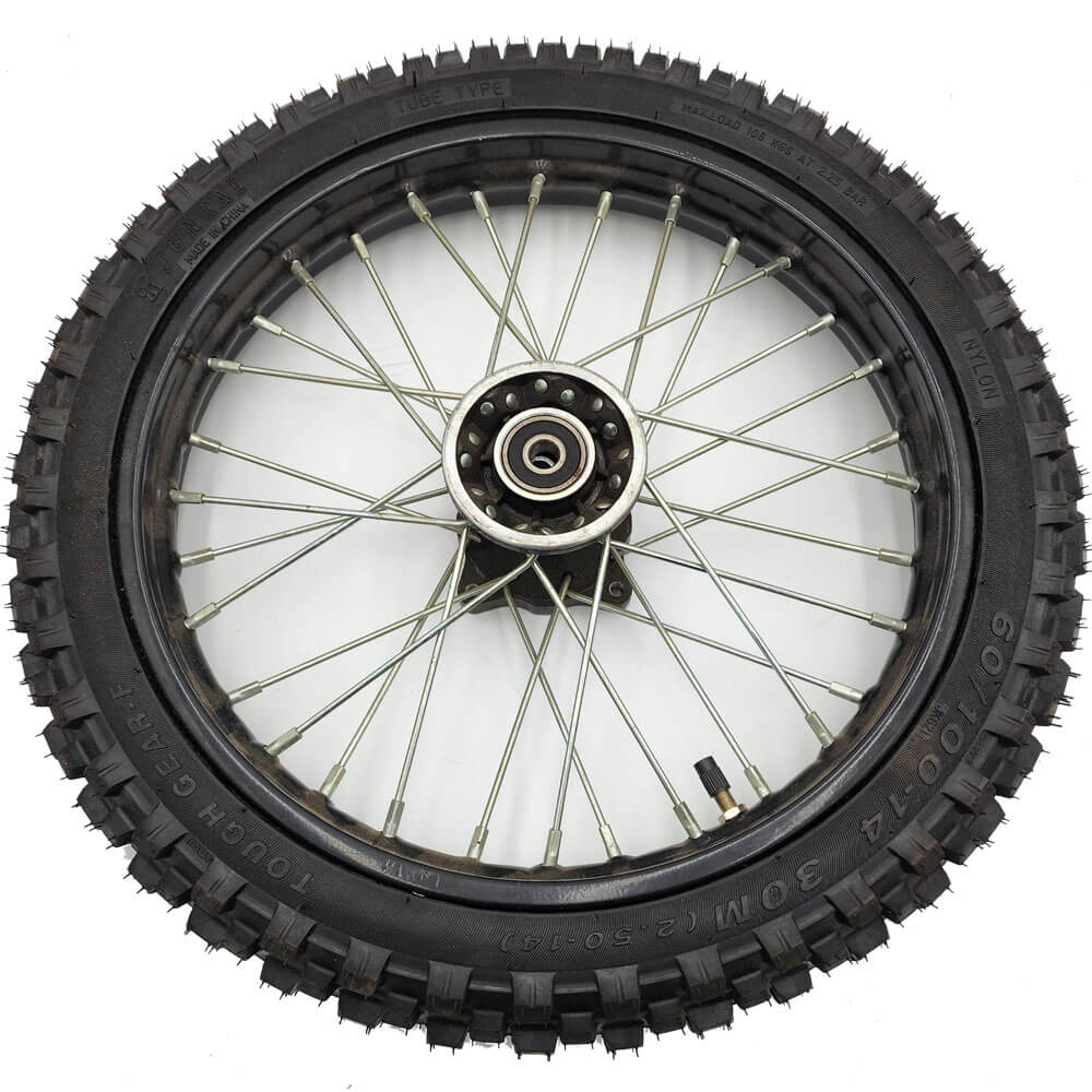 MotoTec Replacement FULL FRONT WHEEL 60/100-14 for X2 110cc Gas Dirt Bike