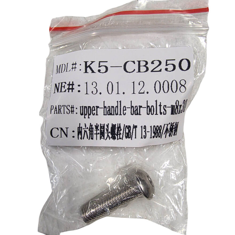 MotoTec Replacement M8x30 BOLT BUTTON HEAD for X5 Gas Dirt Bike, 13.01.12.0008