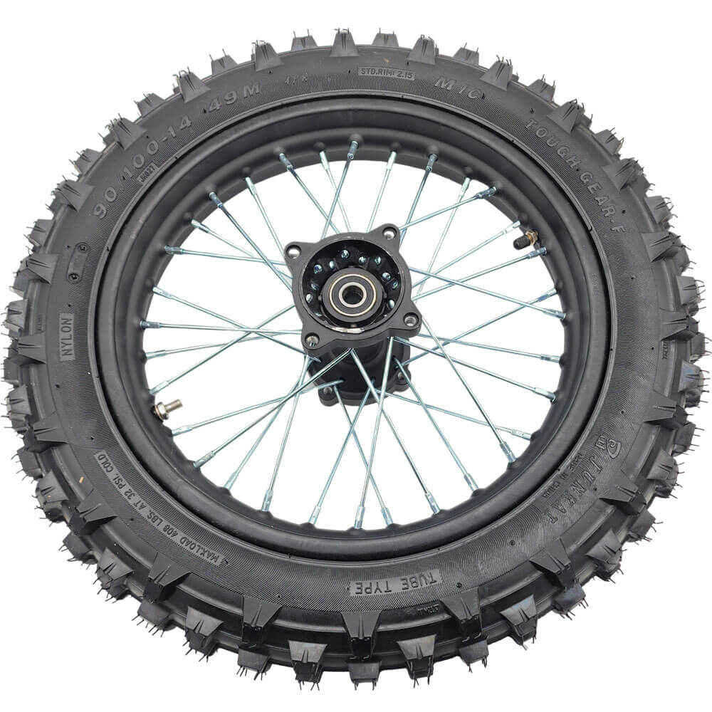 MotoTec Replacement REAR WHEEL 90/100-14 for 5000W PRO Dirt Bike