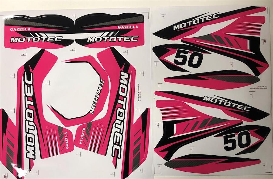 MotoTec Replacement DECAL/STICKER SET for Gazella Dirt Bike