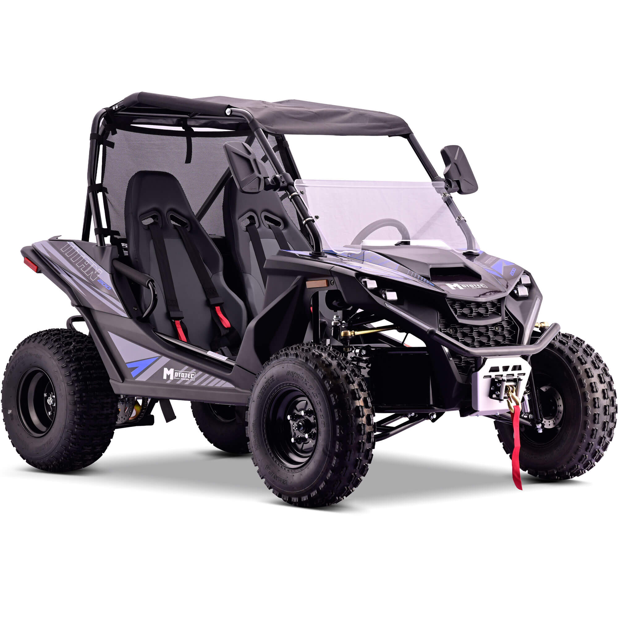 MotoTec TITAN 200cc 4-Stroke Kids' Gas Utility Vehicle UTV, Blue