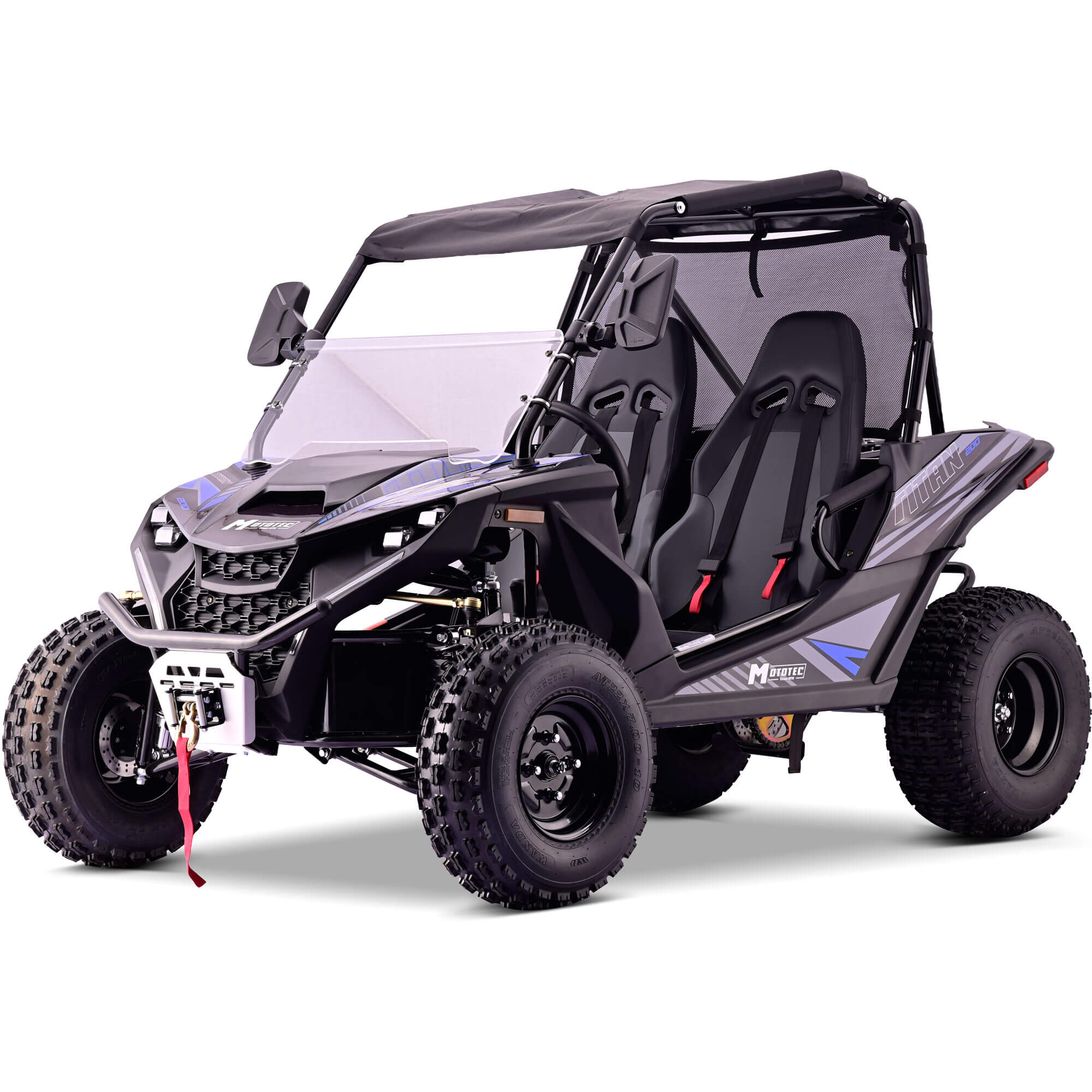 MotoTec TITAN 200cc 4-Stroke Kids' Gas Utility Vehicle UTV, Blue