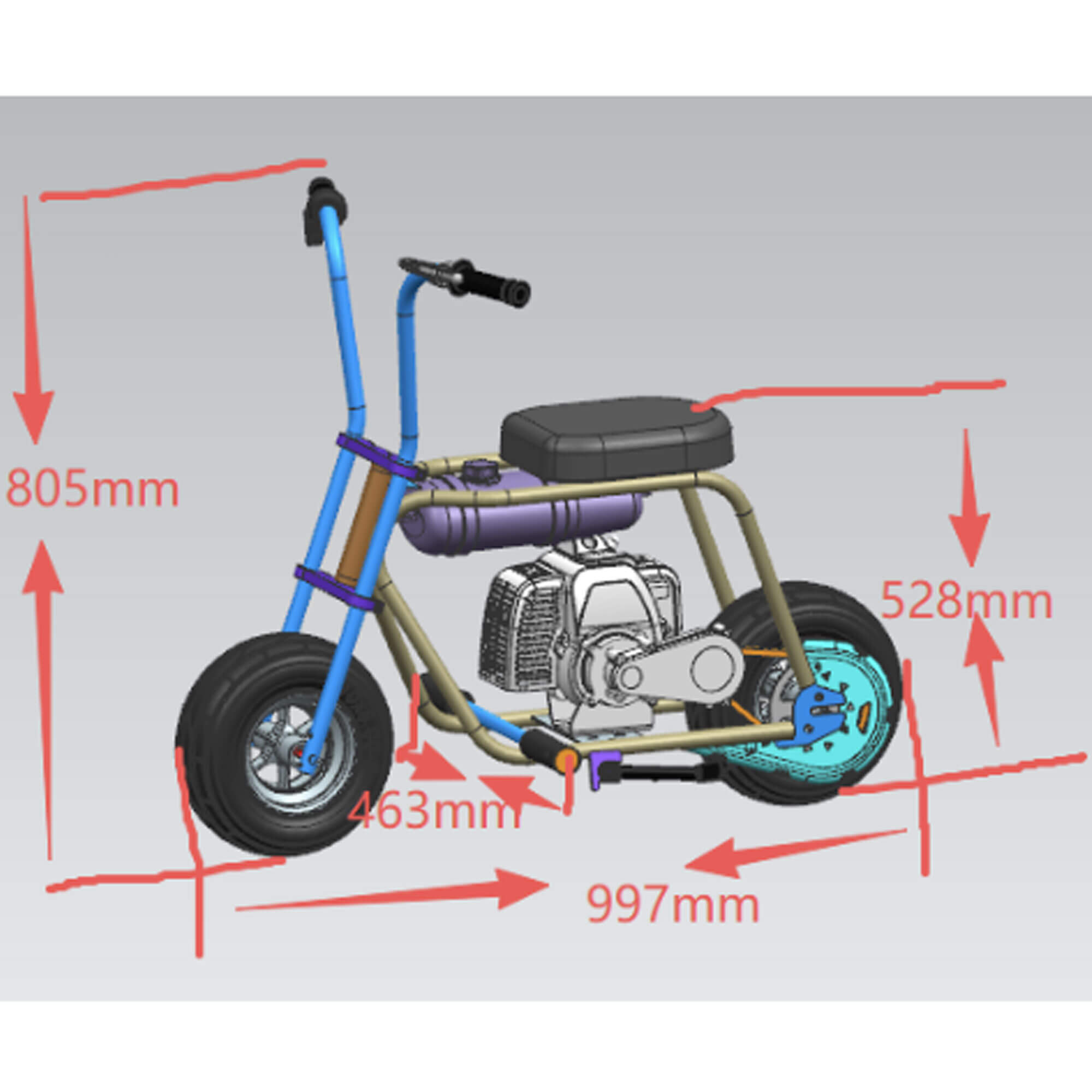 MotoTec WILD ROVER 49cc 2-Stroke Kids Gas Powered Mini Bike
