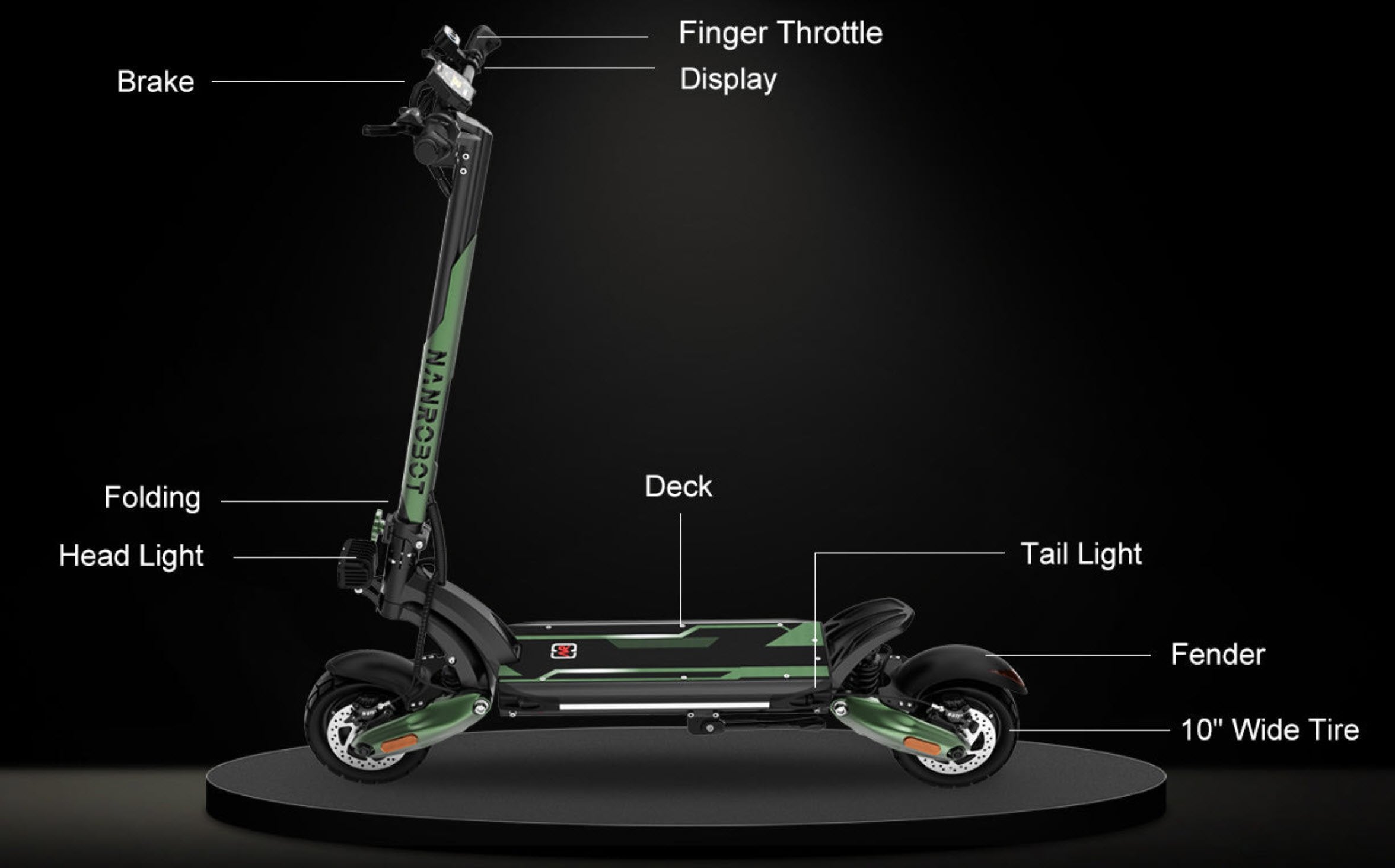 Nanrobot D6+ MAX Dual 1500W 60V 30Ah 10" Off-Road Tires Folding Electric Scooter