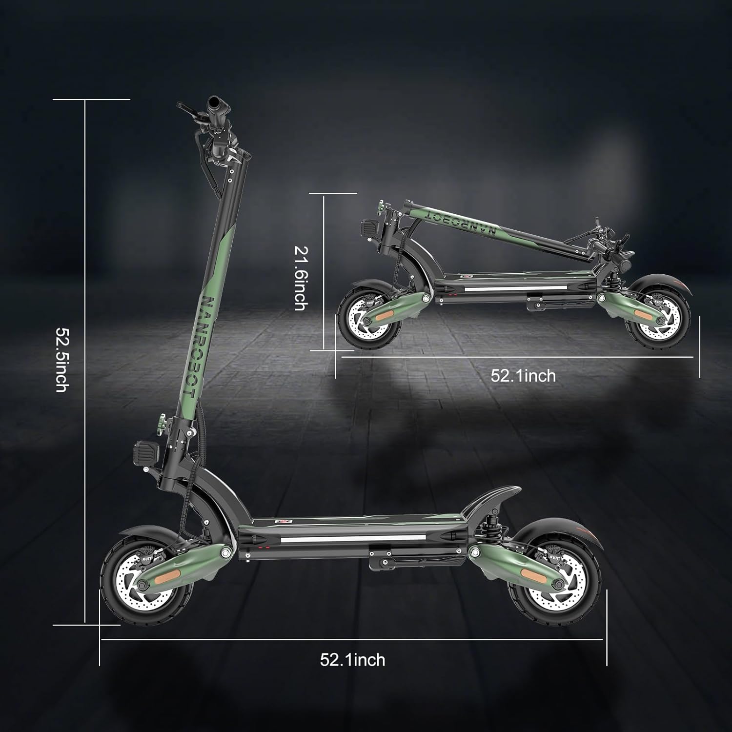 Nanrobot D6+ MAX Dual 1500W 60V 30Ah 10" Off-Road Tires Folding Electric Scooter