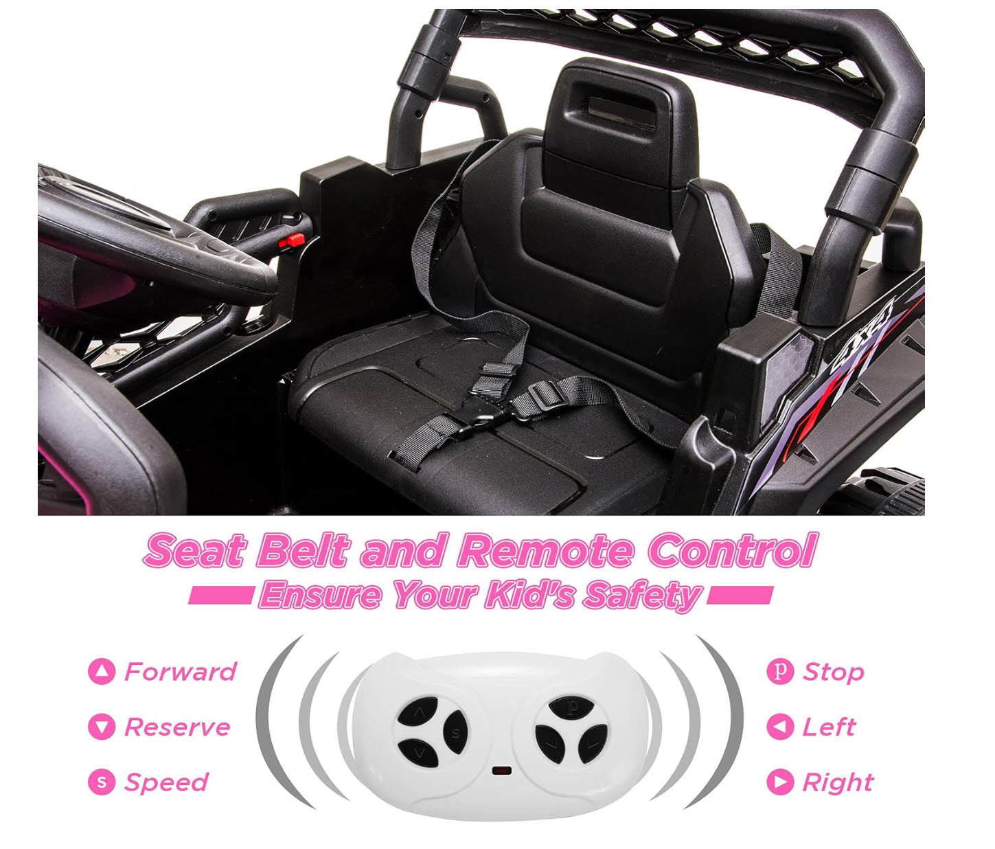 Nasitip 12V Kids' Electric Ride-On Truck, Spring Suspension, LED Lights, Remote Control