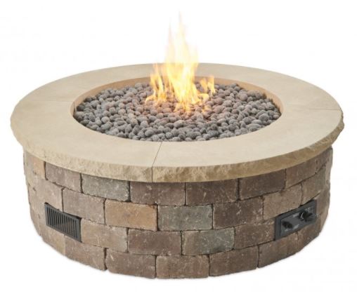 Outdoor Greatroom BRONSON BLOCK Round Gas Fire Pit Kit, BRON52-K