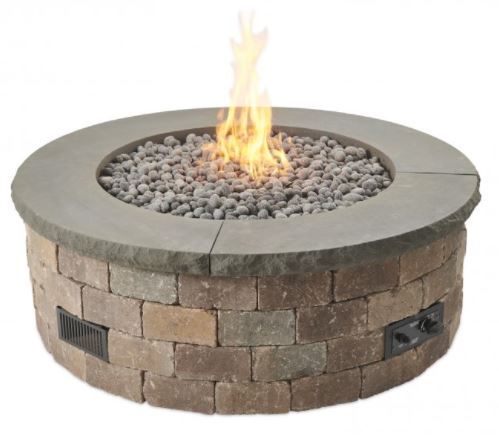 Outdoor Greatroom BRONSON BLOCK Round Gas Fire Pit Kit, BRON52-K