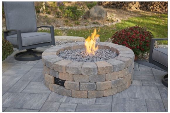 Outdoor Greatroom BRONSON BLOCK Round Gas Fire Pit Kit, BRON52-K